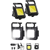 (アルミ合金版, 4個セット)LED 投光器 COB 作業灯 COBライト ミニ投光器 ミニ懐中電灯 USB充電式 キーホルダー式 超ミニ 45g 小型 軽量 800ルーメン 高輝度 4種点灯モード IPX4防水 強力磁石付き 緊急照明用 アウトドア用 釣り キャンプ 登山 ランニング 防災 地震 停電 作業用 LEDライト アウトドア