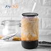 Joyclub 4 Pack Acrylic Lids for 16 oz Glass Cups with Bamboo Lids and Straws Reusable Iced Coffee Cup Beer Can Drinking Glasses for Smoothie Whiskey Boba Soda Tea Gift (Black) #1