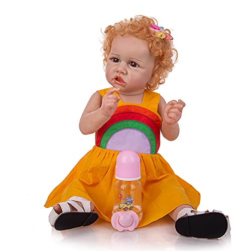 Reborn Baby Dolls Silicone Full Body KEIUMI 57 cm Handmade Newborn Baby Dolls Lifelike Bebe Reborn Kids House Play Toy (Brown Eyes)