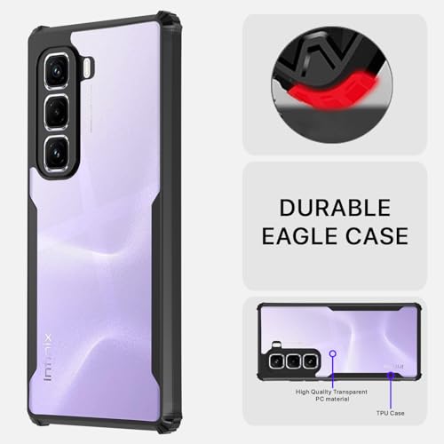 Image of Outlouders Back Cover for Infinix Hot 50 Pro Plus 5G | Ultra Hybrid Transparent | Full Camera Protection | Raised Edge | Crystal Clear Bumper Case (Black)