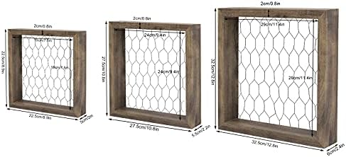 WOLTU Set of 6 Photo Frame Square Picture Frame, Multifunctional Wooden Display Wall Shelf with Wire Mesh and 12 Wooden Pegs, Home Decor Deep Frame Cube Shelf Vintage Oak BR9931hov-2