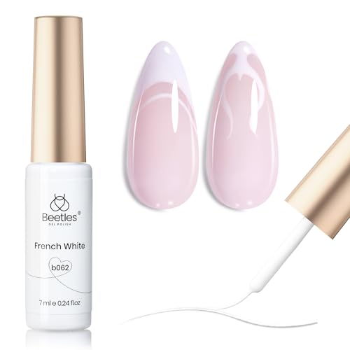 Image of Beetles White Gel Liner Nail Polish 7ml French Tip Gel Polish White | Nail Art Painting for Thin Line Nails Design Nails Stuff Soak off Uv Lamp Manicure Salon Gifts for Women