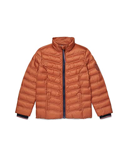 Tommy Hilfiger Women's Adaptive Lightweight Puffer Jacket with Magnetic Zipper, Copper Brown, LG