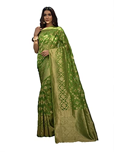 Image of Vardha Women's Art Silk,Silk Saree with Banarasi Weave and Unstitched Matching Blouse Piece | Sari for Women