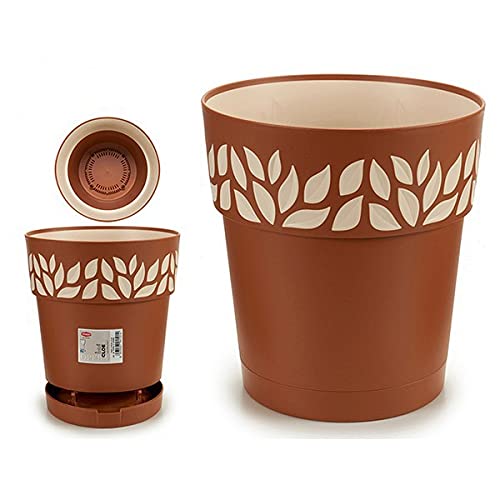 Vaso Opera Cloe 20x19 In Resina Colore Terra Vaniglia - Stefanplast 94050 - Design Moderno Per Piante E Fiori - 5