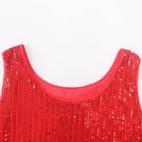 Image of Noomelfish Girls Sequin Tank Tops Sparkly Glitter Dance Sleeveless Shirt (5-12 Years)