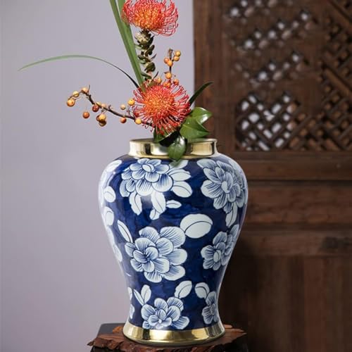 DUANZYOPQ Elegant Blue and White Porcelain Ginger Jars - Chinoiserie Decorative Storage & Flower Vases for Home Decor Centerpiece - Image 7