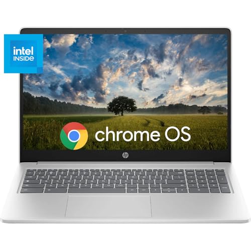 Image of HP Chromebook 15.6 inch Laptop, Ultra Light Business Laptop, Intel Processor N200, 8GB LPDDR5 RAM, 64GB eMMC, Intel UHD Graphics, Long Battery Life, HD Webcam, WiFi 6, Chrome OS, Silver (Renewed)