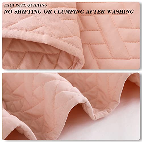 Exclusivo Mezcla 3-Piece King Size Quilt Set With Pillow Shams, Basket Quilted Bedspread/Coverlet/Bed Cover(96X104 Inches, Blush Pink) -Soft, Lightweight And Reversible #TOP5