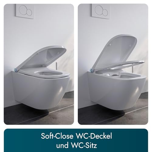 Bernstein Dusch-WC Basic 1104 in Weiß – Spülrandloses Dusch-WC