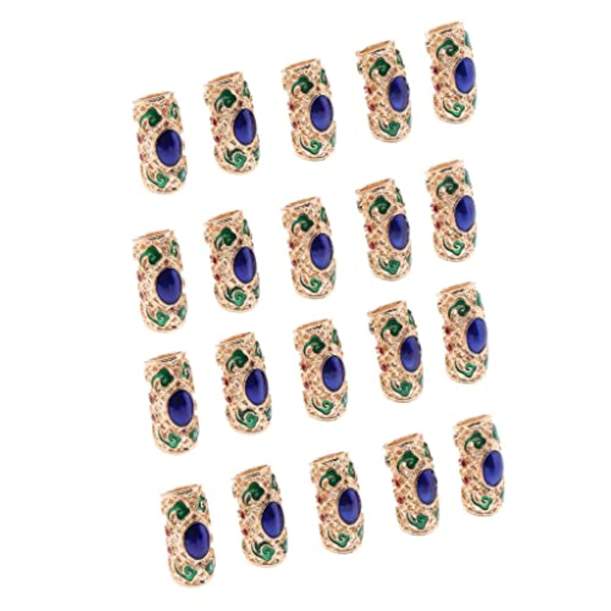 20pcs Ancient Gold Dreadlock Hair Beads & Cuff Clips Set