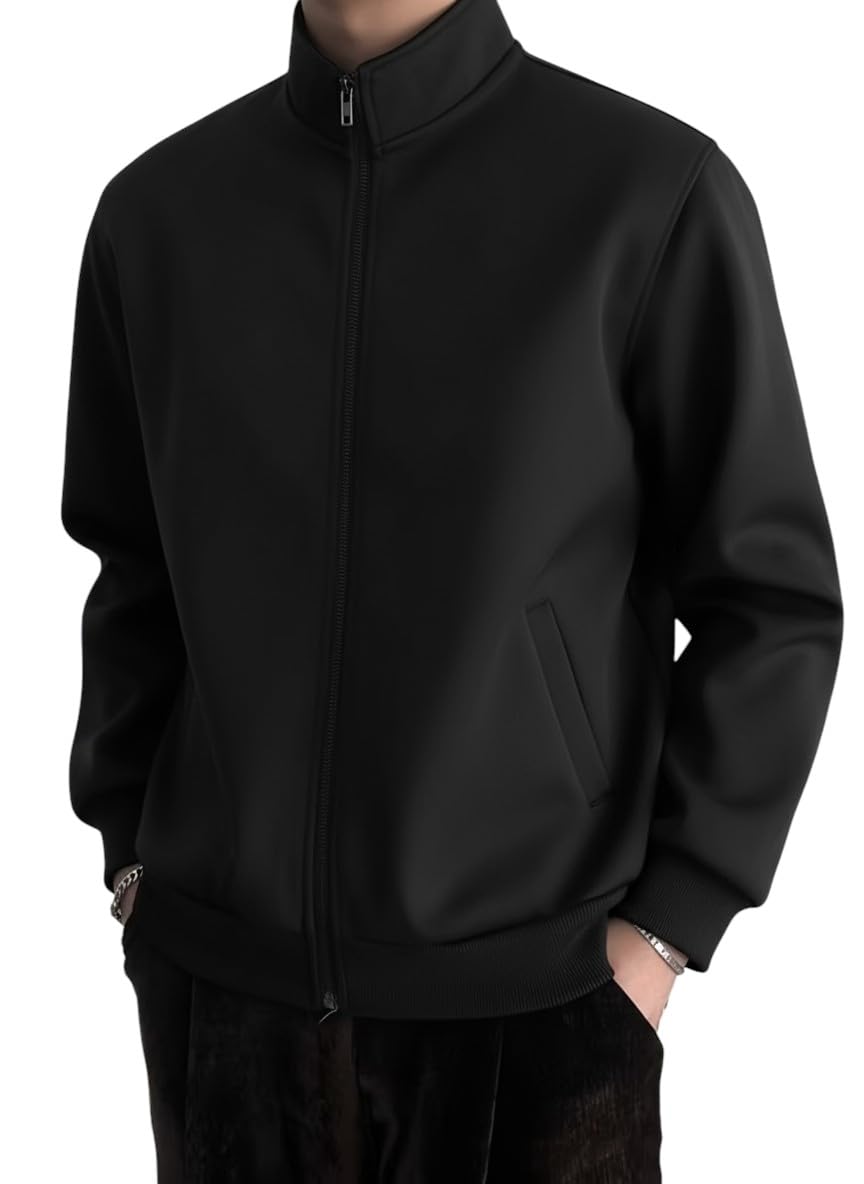 q - rious Men's Premium Fleece Jacket – Full Zip High Neck Winterwear with Ribbed Cuffs & Soft Warm Fabric-picture-25