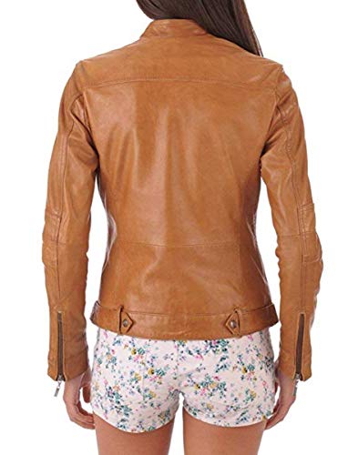 brandMe Women's Leather Jacket Pure Lambskin Biker Bomber Leather Jacket3