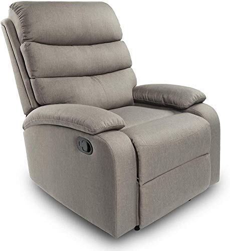 Frivity Fabric Recliner Chair, Push Back Adjustable Single Recliner Sofa for Liv