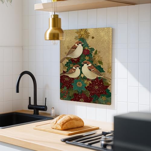 Toile murale moineau pour raviver un mur blanc de cuisine