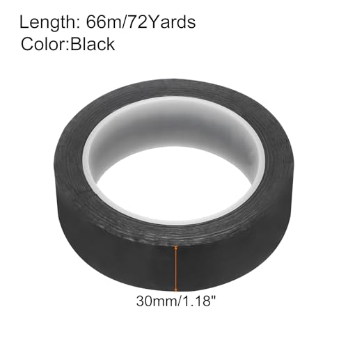 Image of uxcell 1 Rolls Black 1.18 Inch x 72 Yards Polyester Film Electrical Tape PET Tape High Temperature Heat Resistant Tape for Transformer Motor Wire 5S Positioning Logo,30mm x 66m