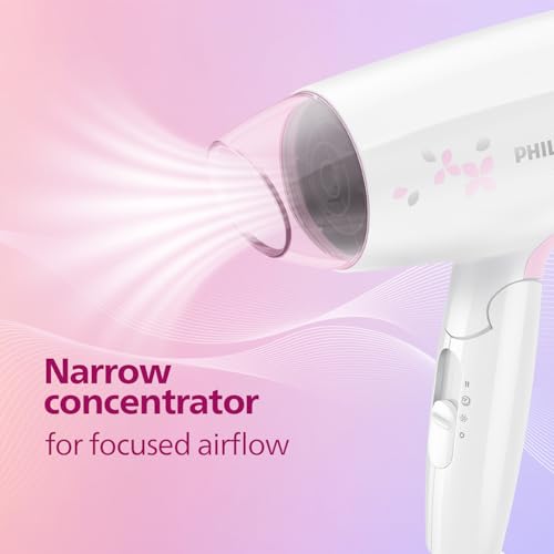 Image of Philips India's No.1 Hair Styling Brand - Foldable Hair Dryer | 1200W | Fast Blow Dry | 2 Heat Settings | ThermoProtect Tech |Travel-Friendly, Quick Dry | Frizz Control For Indian Hair | HP8120