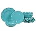 Perlette Teal 12 pc Melamine Dinnerware Set, Service for 4