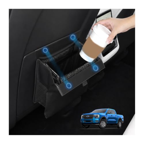Image of for Car Trash Bag for 2024-2026 Ford Ranger Rear Seat Hanging Trash Can with Magnetic Closure PU Leather Trash Bin Foldable Garbage Bag & Organizer