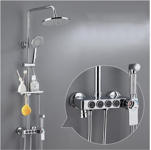Système de douche mural avec étagère et barre de glissière réglable