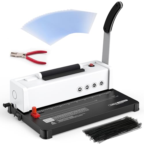 Spiral-Coil-Binding-Machine-46-Hole-Puncher-Spiral-Binder-with-Electric-Coil-Inserter-Adjustable-Side-Margin-41-Pitch-Professional-Customizable-Binding-for-Office-Business-School-Home Spiral Coil Binding Machine: 46-Hole Puncher Spiral Binder with Electric Coil Inserter, Adjustable Side Margin, 4:1 Pitch, Professional & Customizable Binding for Office Business School Home - Image 1