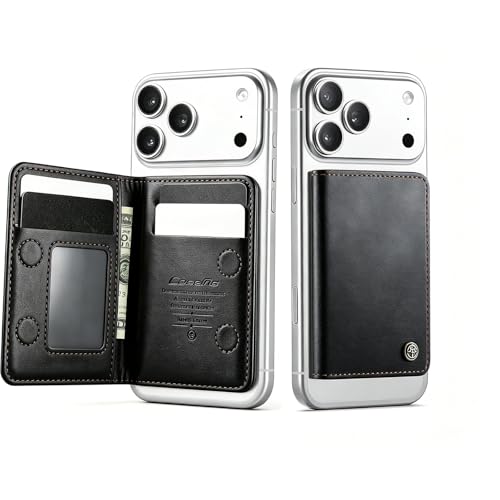 XIMAND Magnetic Wallet for iPhone, Detachable Magnetic Card Holder Compatible with MagSafe, RFID Blocking Phone Wallet with Kickstand for iPhone 17/16/15/14/13/12 Series, Black
