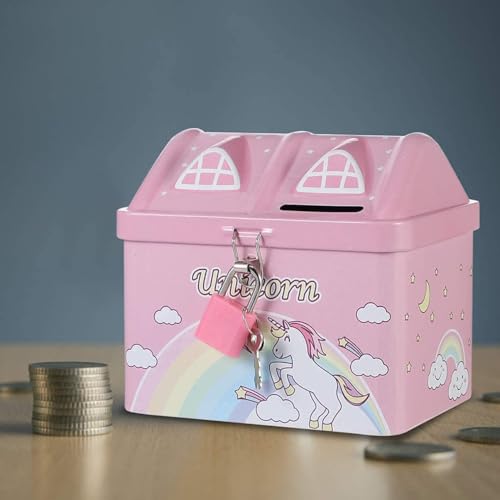 Image of Money Saving Bank with Coin Slot / /Creative Cartoon Design Money Bank / /Plastic Piggy Bank for Boys & Girls (Pack of 1) (Little House)