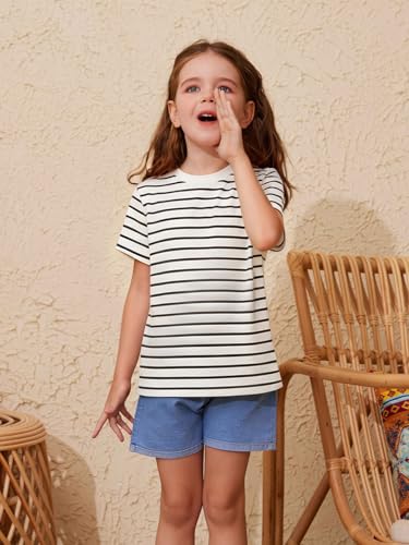 Image of ZDC Girls' Short Sleeve Shirts Kids Crewneck T-Shirts Summer Tops Basic Tees 5-14 Years