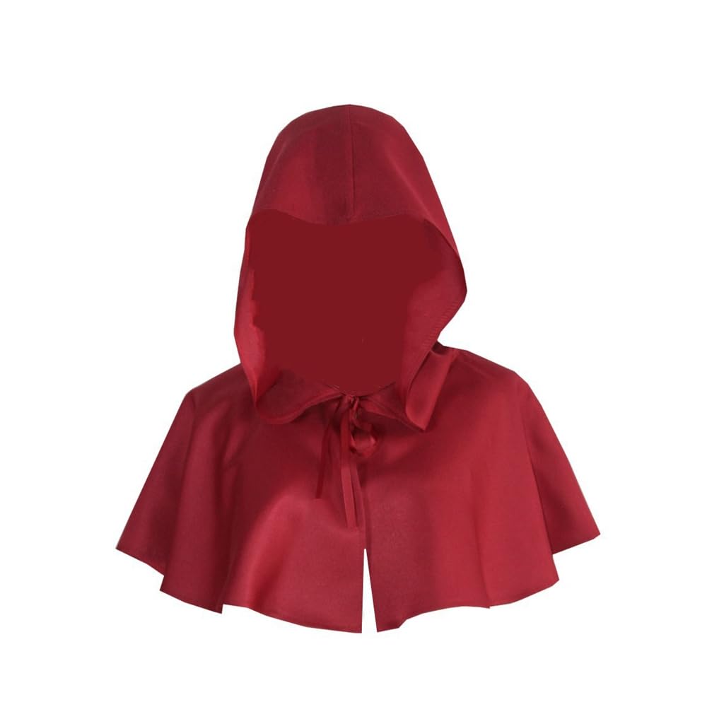 Laroal Vintage Medieval Cape Hat Unisex Medieval Cape Hat Gothic Cloak Red Hood Hooded Robe Medieval Cape Hat For Role Play Party Masquerade (Red)