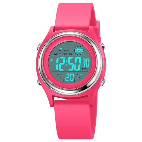 Montre de sport en plein air pour femme active avec bracelet silicone rose dynamique