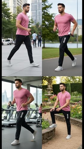 Image of EYSTONE Track Pants for Men || Activewear Pants || Men's Joggers Polyester with 2 Side Zipper Pockets Casual Trousers Stretchable (Sports | Gym | Yoga) (White Sports 1) (Pack of 1)