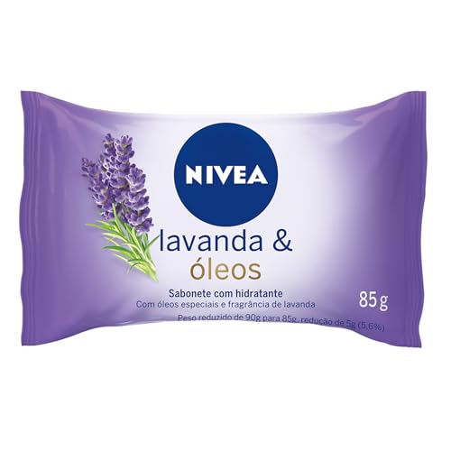 NIVEA Sabonete em Barra Lavanda & Óleos 85g, Limpeza Suave, Banho, Pele Macia e Hidratada, Óleos Especiais, Uso Diário, Todas as Peles