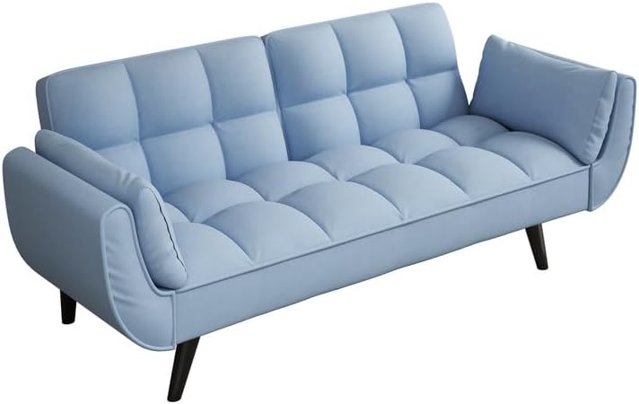 Miniatura 5 de 57" Convertible Sofa Bed Couch Sleeper Modern Velvet Home Loveseat Folding Daybed Guest Bed, Adjustable 3 Angles, Soft 2 Armrests Throw Pillow, for