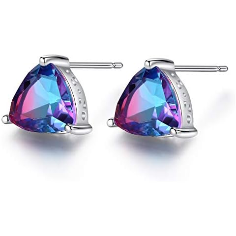 Korean Fashion 925 Silver Studs Created Gemstones Earrings for Women Cover
