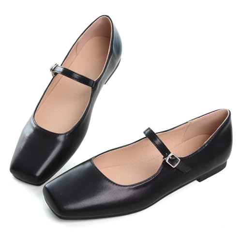 Image of LUXINYU Women's Slip on Flats,Classy Round Toe Solid Classic Mary Jane Ballet Dance Shoes Soft Comfortable PU Flat Shoes