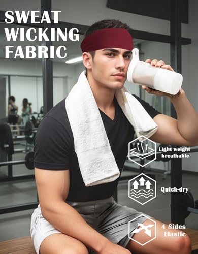 Image of Headbands for Men & Women, Sweat Headband Non-Slip Sweatband Sports Running Cycling Yoga Basketball Workout Football Training