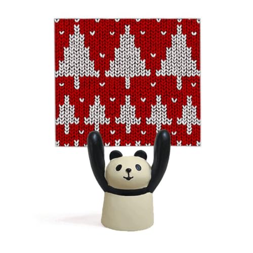 Support mémo arbre rouge tricoté et panda en résine pour bureau