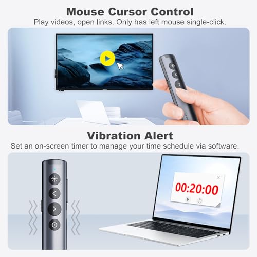 Norwii N10s Pro Bluetooth Presenter mit LightPointer für Touchscreen, Digital Highlight Powerpoint Fernsteuerung Präsentation, 50m Reichweite Metallgehäuse