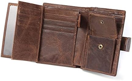 KONVI Men's Bifold Wallet, Large Wallets for men , RFID Blocking Cowhide Leather Vintage Travel Wallet,Gift for Him
