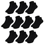 hoomore Unisex Kids Ankle Socks,Seamless Low Cut Sport & Everyday Socks for Boys Girls,Soft Breathable Cotton,10 Pairs 11-14 Years(Black,XL)