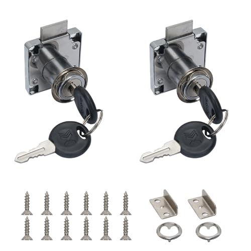 Luabue 2 Piezas Cerradura Taquilla Cerraduras de Seguridad para Gabinete con Llave, Cerradura de Armario para Muebles, Gabinete, Buzón
