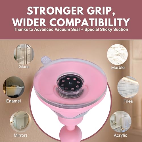 Image of MIRRORVANA Fogless Shower Mirror for Skincare and Grooming, Anti Fog Shatterproof Design with Strong Suction and 360 Swivel, Women's Beauty Routine Friendly Bathroom Mirror - 6.3 inch x 6.3 inch (Pink)