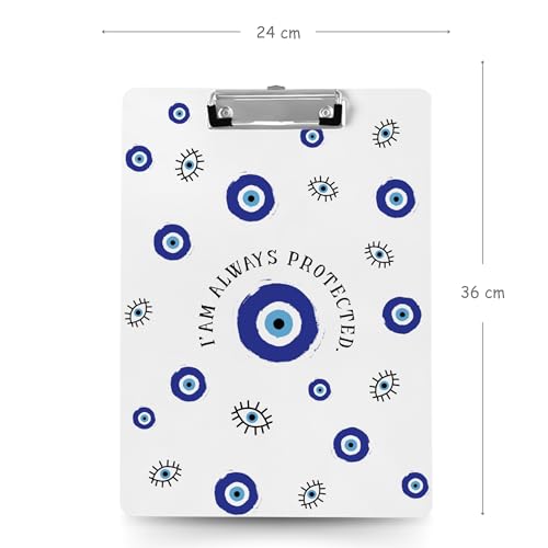 Image of Clipboard Drawing, Writing, Exam Board with Clip (Size - 24x36 cm) Sturdy, Lightweight for Office, School, College - Evil Eye QTS 5