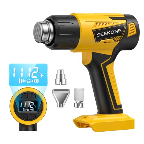 SEEKONE Cordless Heat Gun with LCD Variable Temperature Control 122℉-1112℉,