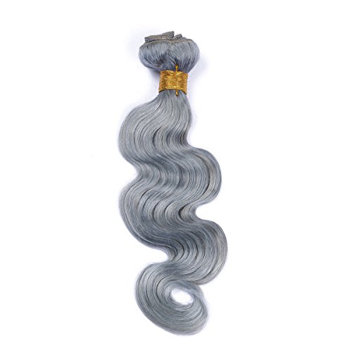 Tony Beauty Hair Brazilian Body Wave Silver Grey Weaves Human Hair Bundles Pure Gray Color Virgin Hair Extensions Wavy Grey Hair 1/2 Bundle Deals 10-30" (12+12Inch) #TOP2