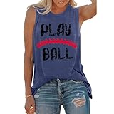 JINTING Baseball Tank for Women - Play Ball Shirt Baseball Tshirts Graphic Tees Casual Letter Printed Softball Tee Shirts Top Dark Blue