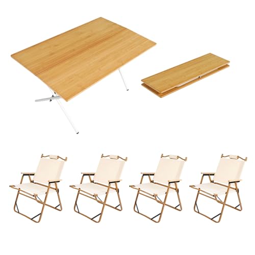 1 Stück Klapptisch mit 4 Stühlen, 80 cm L tragbarer klappbarer Campingtisch, klappbare Picknicktischstühle für den Grilleinsatz im Innen- oder Außenbereich