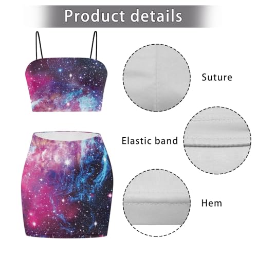 Image of Biyejit Women's 2 Piece Summer Outfits Spaghetti Strap Crop Tops and Bodycon Mini Skirt Dress Set Plus Size S-4XL
