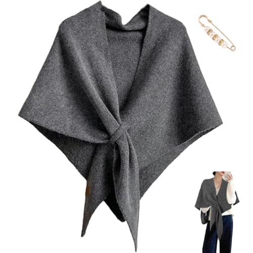 Pashmina Shawl Wraps Women's Knitted Triangle Striped Scarf Warm Cardigan Wool Cashmere Solid Color Tie Up Knotted Design