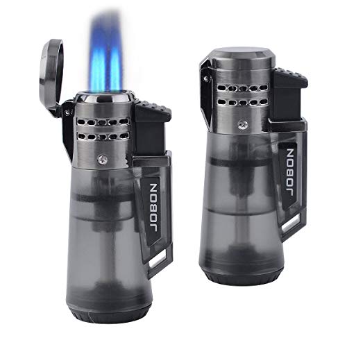 YUSUD 2 Pack Torch Lighter, New Triple Jet Flame Windproof Lighter with Butane Refillable and Visible Gas Fuel Tank Window, Creative Gift Ideas for Men